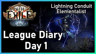 [PoE 3.19] Lightning Conduit is Pretty Good, Kind of Clunky | League Diary Day 1 | Lake of Kalandra