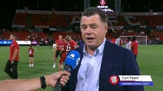 Adelaide United Coach Carl Veart talks to 10 Football's Max Burford