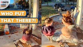 Mum and son take a tumble over the same package! Oops  | LOVE THIS!