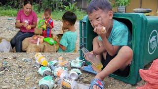 Pick up waste and bottles on the side of the road, green happy to return after going to the doctor.