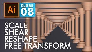 Adobe Illustrator Training - Class 8- Learn Scale, Shear, Reshape and Free Transform Tools