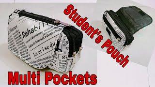 DIY: Student's Pouch, Multi Purpose Pouch With Multi Pockets Tutorial By Anamika Mishra...