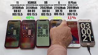 iPhone 11 vs XS Max vs XR vs X vs 8 Plus Battery Life DRAIN Test in 2022  iOS 16 BATTERY