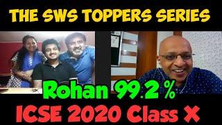 The SWS Toppers | Rohan (99.2% ICSE 2020 Batch Class 10) speaks to T S Sudhir
