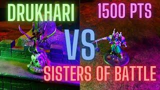 Sisters of battle vs drukhari 1500 points cinematic 40k battle report in 12 min a really intreasting