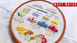 TYPES OF STITCHES | EMBROIDERY STITCHES | TUTORIAL | EMBROIDERY PATTERNS #embroidery #handembroidery