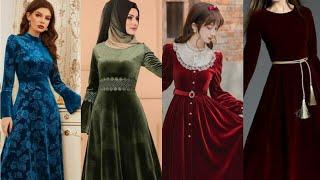 velvet long frock designs|| Latest velvet dress designs 2023