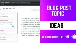 How to Create Blog Post Topic Ideas using WP AI Content Writer