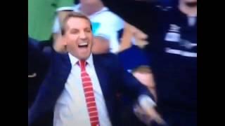 Brendan Rodgers celebrates Raheem Sterling goal Vs. Spurs