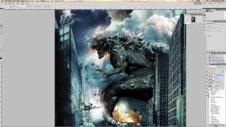 How to make MOVIE POSTER Godzilla 2014 (Photoshop CS6 SpeedArt)