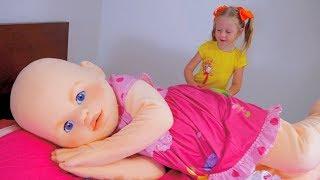 Nastya pretend play with funny big baby doll