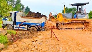 Oh Amazing work of mega bulldozer....Fantastic machinery dozer D41P help pushing 2.5ton dump truck