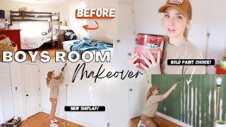 EXTREME ROOM MAKEOVER! // Transforming my 3 boys *small* shared bedroom!