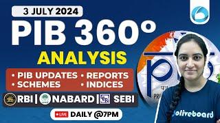 3rd July 2024 | PIB News Analysis for RBI Grade B,SEBI & NABARD Grade A | Lakshmi Arora