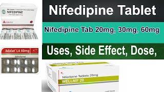 Nifedipine Tablet - Nifedipine 20 mg tablet - Depin 10-Adalat la 30mg, uses, side effect,dose, hindi