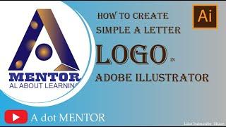 simple A letter logo with gradient in adobe illustrator. A dot Mentor