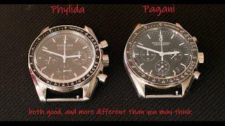 Phylida and Pagani Speedmaster "homages" comparison