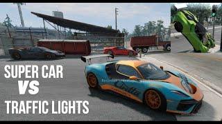 Crazy Driver - Super Car VS Traffic lights BeamNG Drive