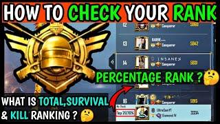 HOW TO CHECK RANK IN PUBG MOBILE  WHAT IS TOTAL,SURVIVAL & KILL RATING  WHAT IS PERCENTAGE RANK ?