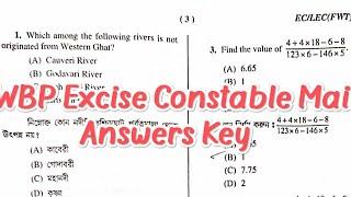 Answers key of wbp excise constable mains in Hindi||WBP Excise Constable