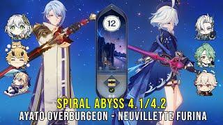 C0 Ayato Overburgeon and C0 Neuvillette Furina - Genshin Impact Abyss 4.1 - Floor 12 9 Stars
