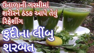 ફુદીના લીંબુનો શરબત-Fudina Sharbat-Fudina Limbu No Sharbat- Mint Lemonade Recipe- Pudina Sharbat