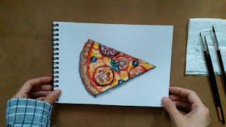 Pizza Slice Drawing/Acrylic Paint