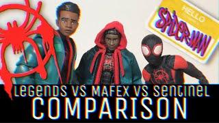 Miles Morales Spider-man Figure Comparison Marvel Legends vs Mafex vs Sentinel