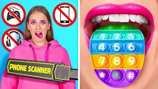 FUN WAYS TO SNEAK GADGETS INTO CLASS || Cool School Pranks And Hacks By 123 GO! GOLD[