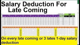 salary deduction for late coming formula in excel