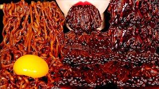 ASMR BLACK BEAN ENOKI MUSHROOMS, TRUFFLE BLACK BEAN NOODLES 짜장팽이버섯, 트러플짜파게티 먹방 EATING SOUNDS MUKBANG