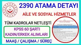 2390 ATAMA İÇİN AÇILAN TÜM BÖLÜM VE KADROLARMAAŞ VE ÇALIŞMA KOŞULLARI NEDİR AİLE SOSYAL BAKANLIĞI