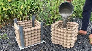 ideas from cement and egg tray // Tips and tricks for making flower pot molds from egg trays