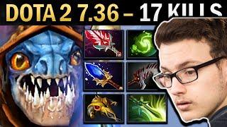 Slark Gameplay Miracle with Butterfly and 17 Kills - Dota 7.36