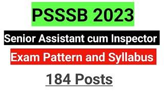 PSSSB Senior Assistant cum Inspector Syllabus ||