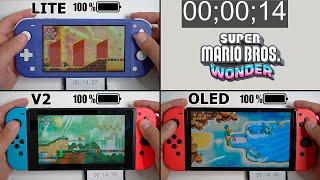 Battery Life of Super Mario Bros. Wonder on Nintendo Switch LITE vs. Standard vs. OLED