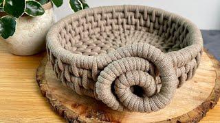 Coiled Basket with Jumbo Braided Macrame Cord