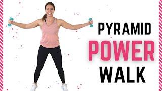 25 Minute Pyramid Power Walking Workout - At Home Walking Exercises with Weights