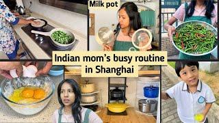 Banana pancakes, kitchen shelves, milk pot I Husband loved bhindi