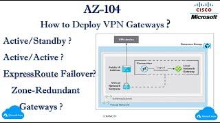 AZ-104:- How to Deploy VPN Gateways ? Active/Standby ? Active/Active ?