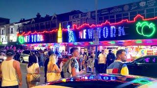 Saturday Neon Night on Southend Seafront, Essex Walk [4K HDR]
