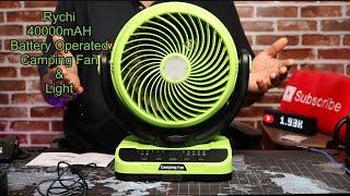 Rychi 40000mAh Battery Operated Camping Fan with Light Unboxing!