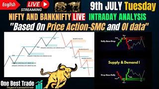 Live Nifty intraday trading | Bank nifty live trading | Live options trading | 9th July 2024 dhan