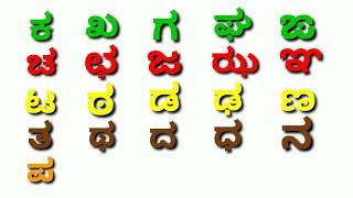 ಕನ್ನಡ ವ್ಯಂಜನಗಳು | ಕ ಖ ಗ ಘ ಙ|ಚ ಛ ಜ ಝ ಞ | ಟ ಠ ಡ ಢ ಣ | ತ ಥ ದ ಧ ನ|ಪ ಫ ಬ ಭ ಮ | ಯ ರ ಲ ವ ಶ ಷ ಸ ಹ ಳ ಕ್ಷ ಜ್ಞ