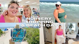 nursery shopping with mom, first beach day, watching a new movie | vlog