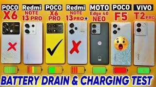 POCO X6 Pro vs POCO X6 vs Redmi Note 13 Pro & Note 13 Pro+ vs vivo T2 Pro vs POCO F5 - Battery Drain