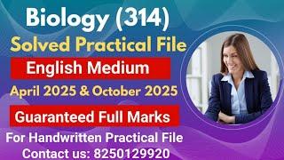 Nios Class 12th Biology (314) SOLVED PRACTICAL File 2025 | nios 12th Biology Practical File 2024-25