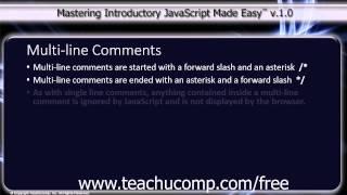 JavaScript Training Tutorial Multi-Line Comments
