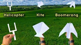 best 3 flying helicopter, how to make best 3 flying plane, helicopter, kite plane, boomerang