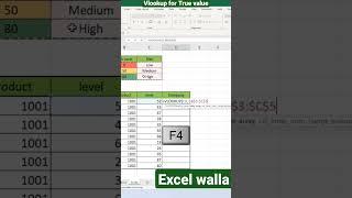 vlookup formula for true Value #excel_shorts